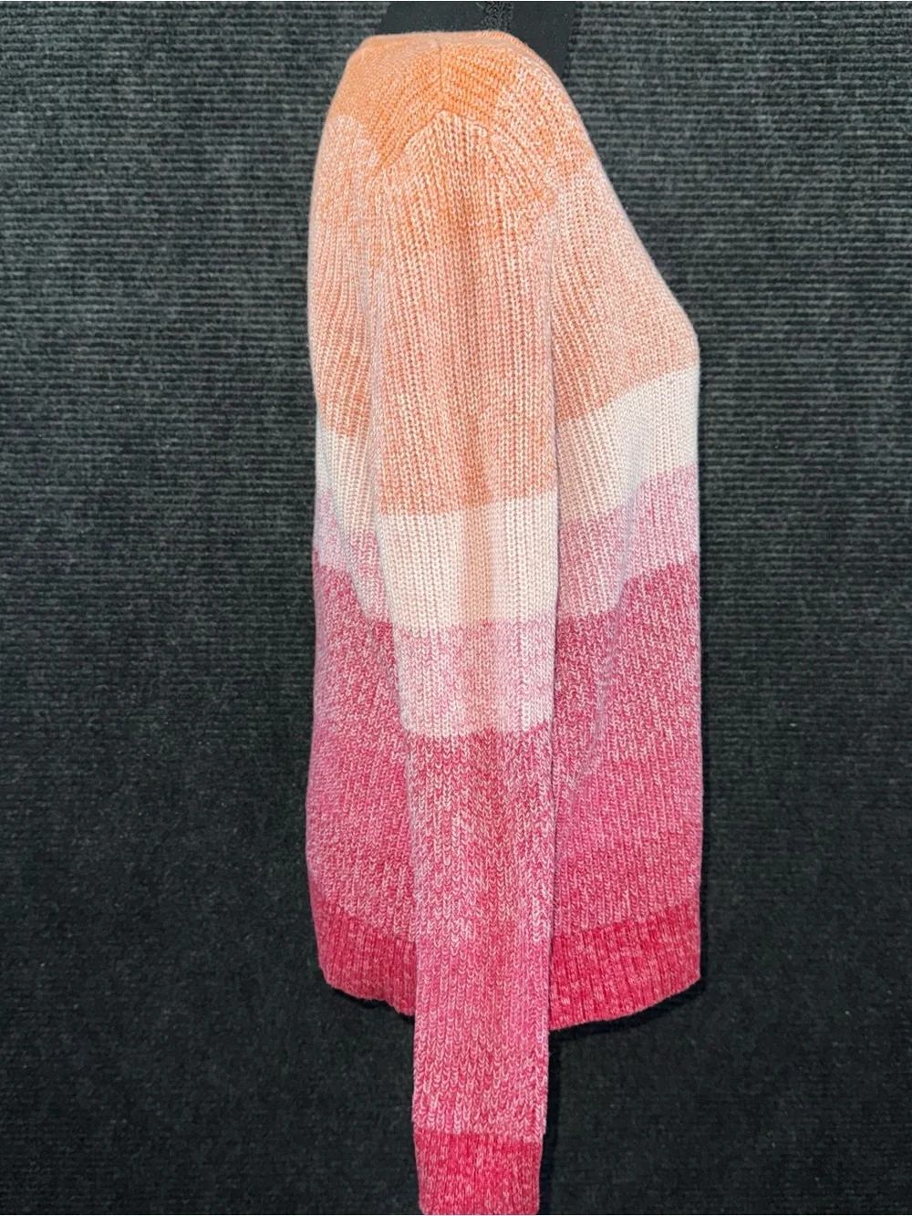 Talbots 100% Pima Cotton P Small Ombre Sweater Pink Orange Colorblock Knit Top